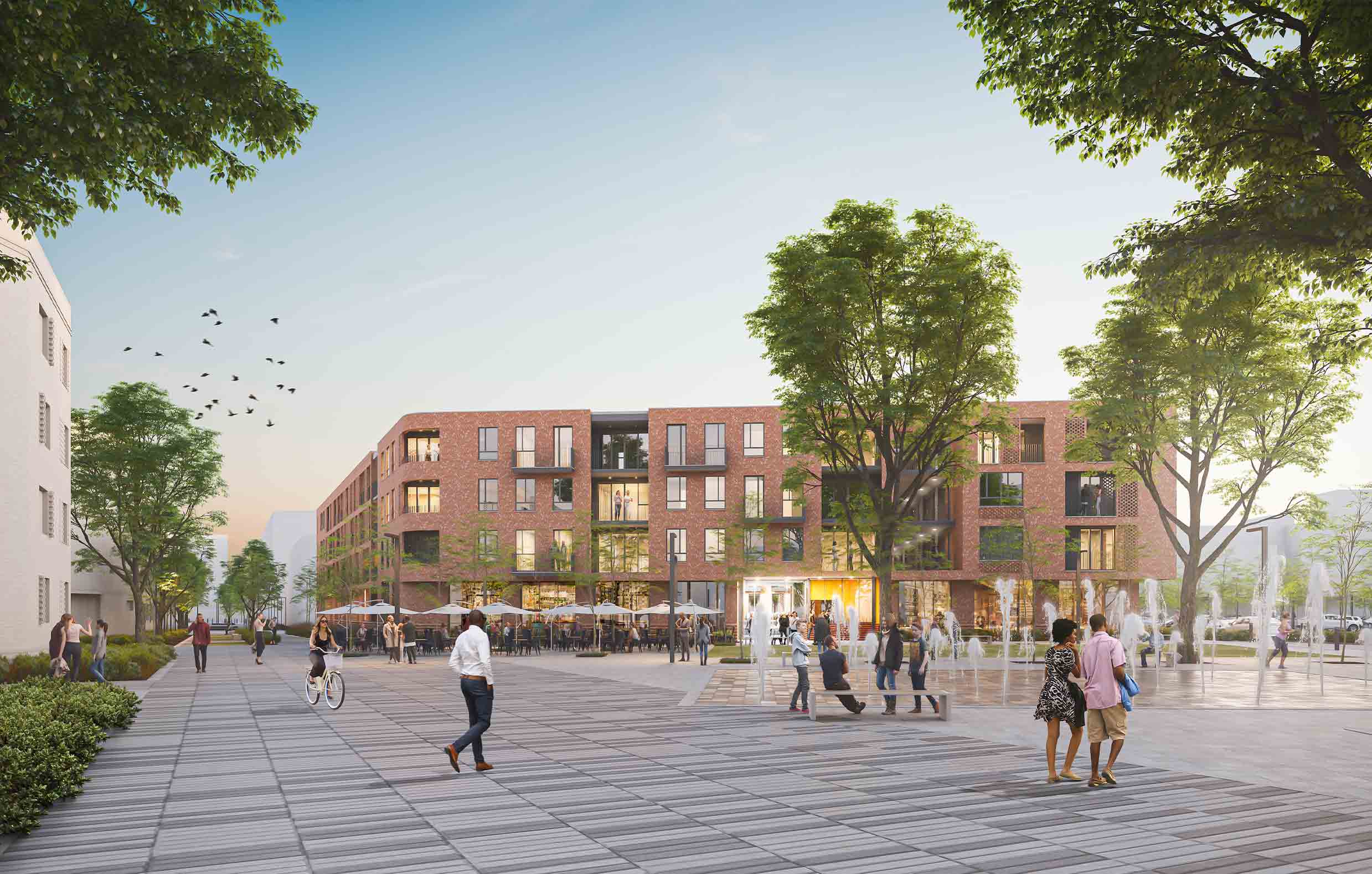 illustrative render of linear park